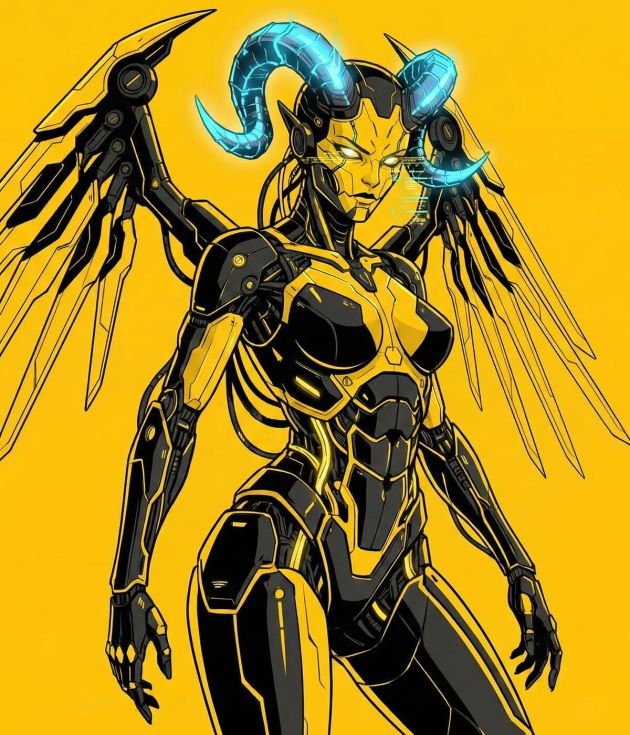 Cyber angel futuristic character design