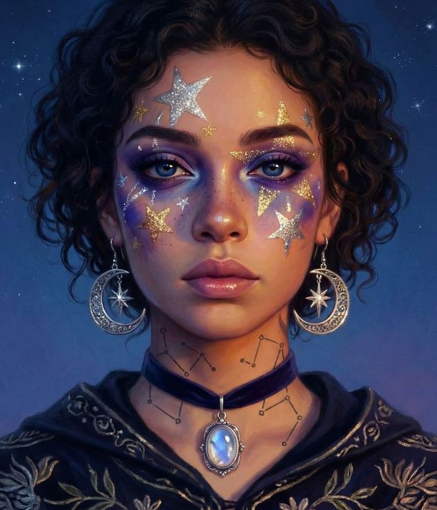 Celestial face paint portrait